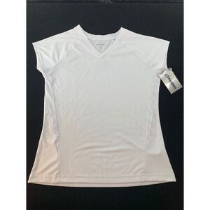 CHAMPPRO SPORTS White Athletic Performance V-Neck T-Shirt Women's Size‎ L